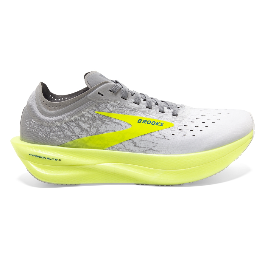 Brooks Womens Running Shoes Nz - Hyperion Elite 2 White/Grey/Yellow ( KJQMZ7638 )